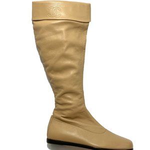 Chanel soft leather tan/camel color knee-high boots (size 37)